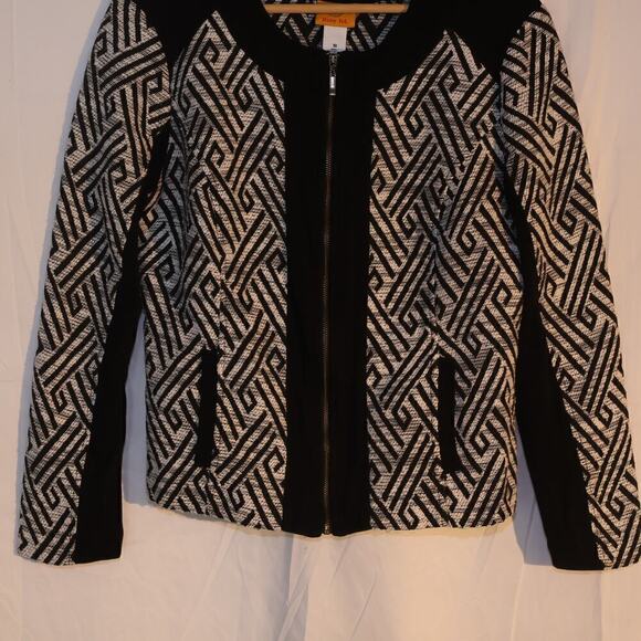 Ruby Road Size 10 Blazer Zip Front Black White Black Trim - Picture 5 of 14
